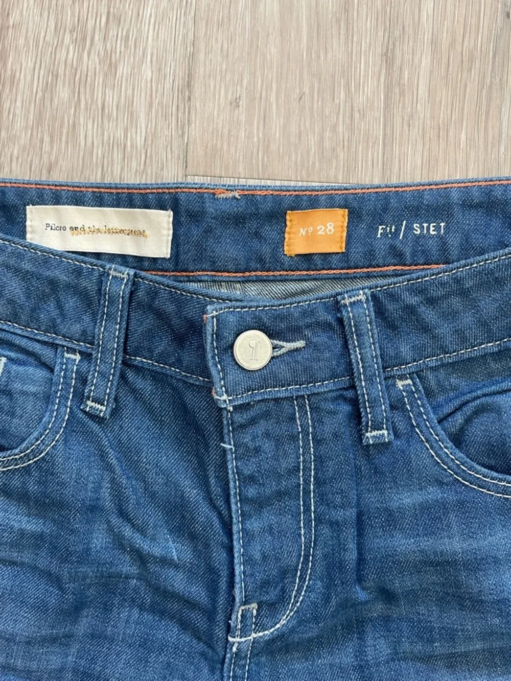 Anthropologie Dark Blue Rolled-Hem Denim Shorts - Picture 4 of 5